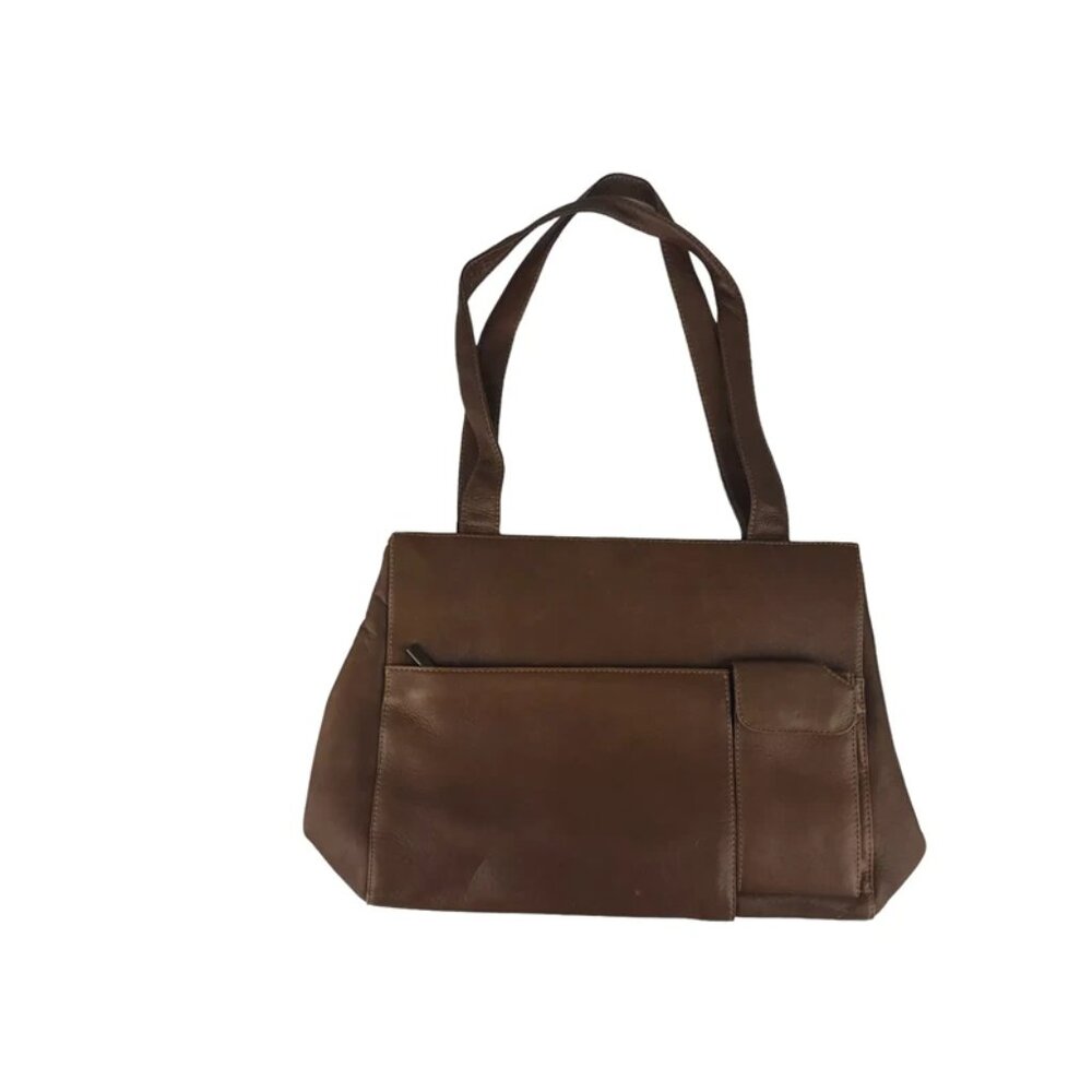 Wilsons Leather Womens Brown‎ Leather Top Handle Zipper Pockets Shoulder Bag